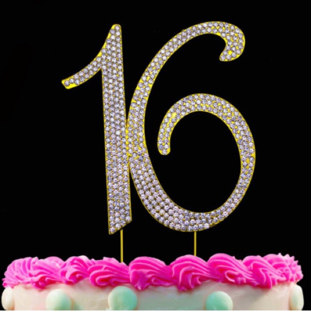 Monogram Cake Toppers - Gold Rhinestone - 16